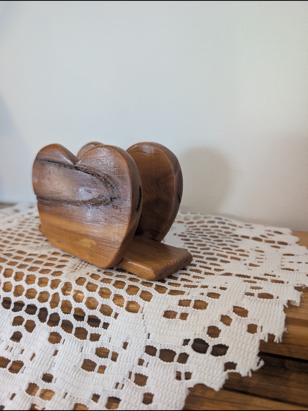 Heart-Shaped Wooden Napkin Holder in Natural Brown - Picture 8 of 10